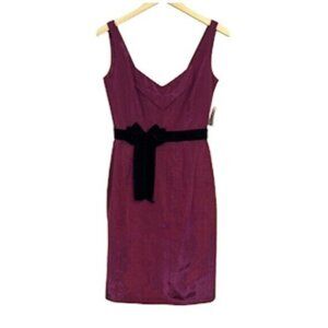 Badgley Mischka Raspberry Sheath Cocktail Dress Size 6 NWOT Velvet Bow